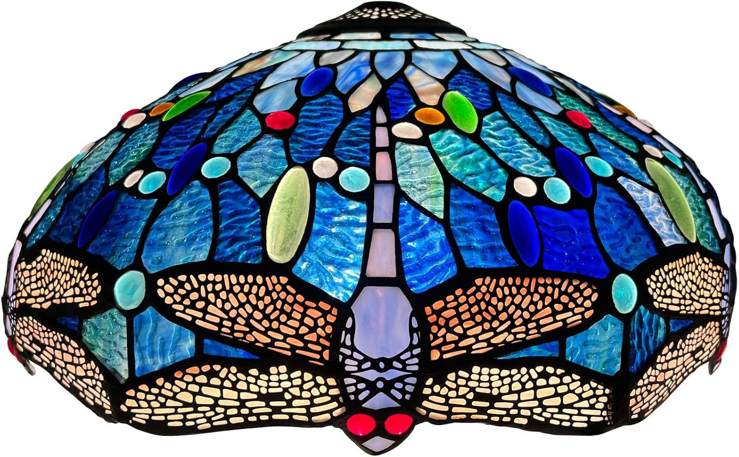 Tiffany Lamp Shade Blue Dragonfly Stained Glass 16 Inches | Accessories Replacem