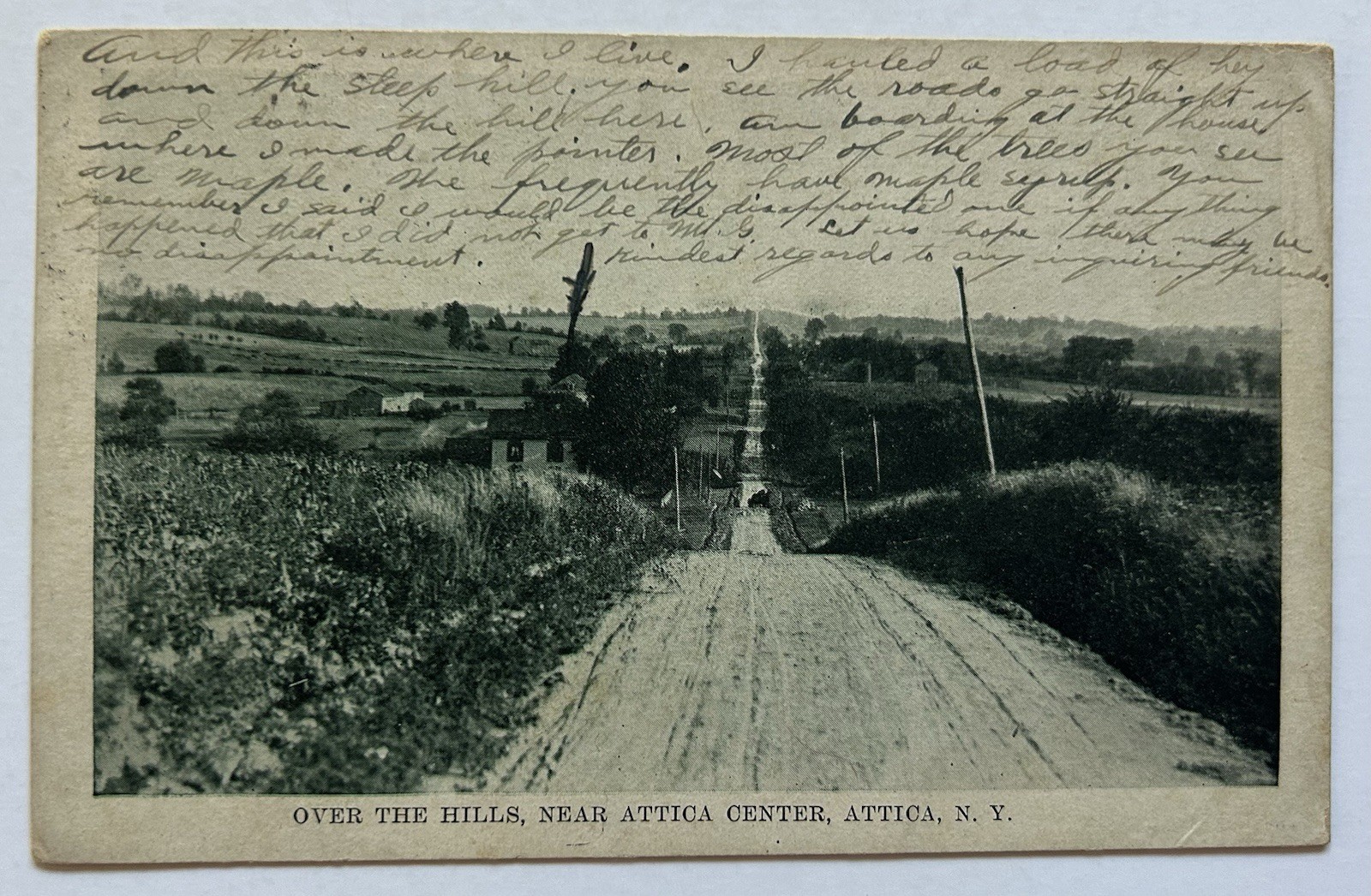 Over the Hills Near Attica Center NY Antique Postcard 1910 B5
