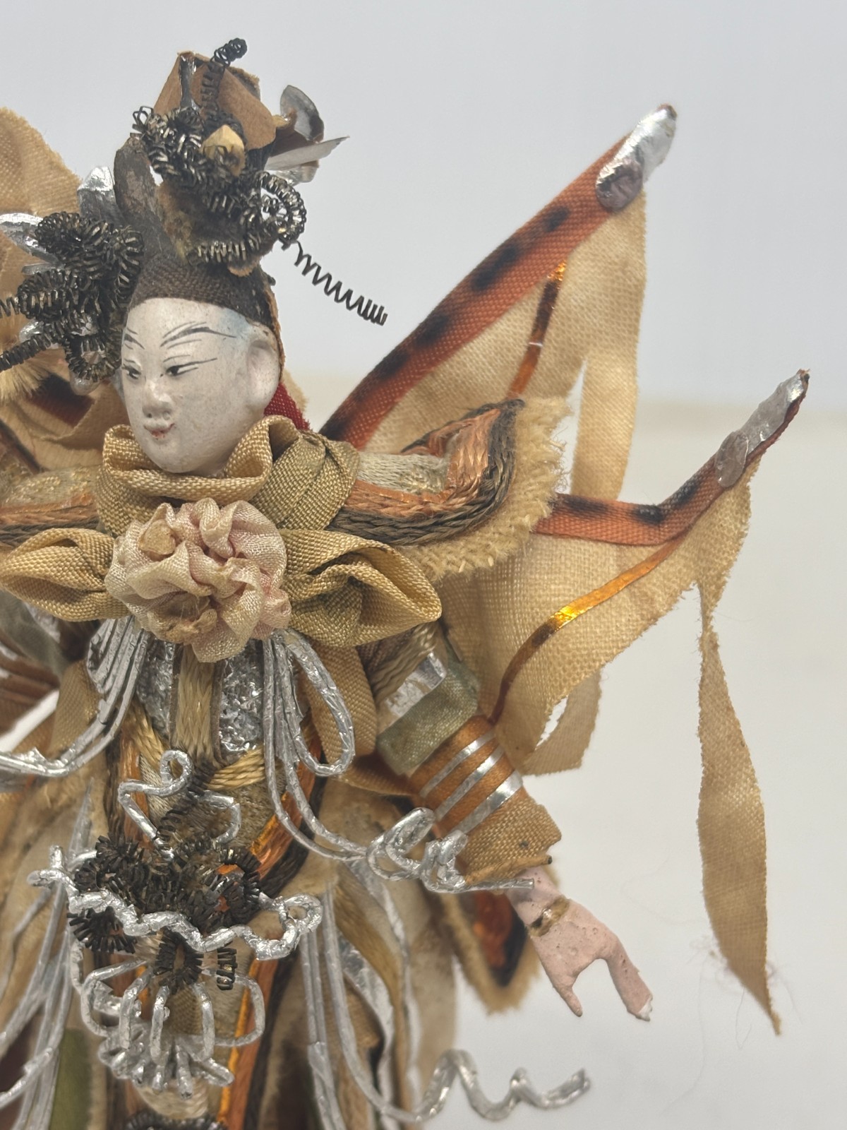 2 Chinese Opera Dolls Mixed Materials Ornate by Chongqing Ying Factory 5.25in H