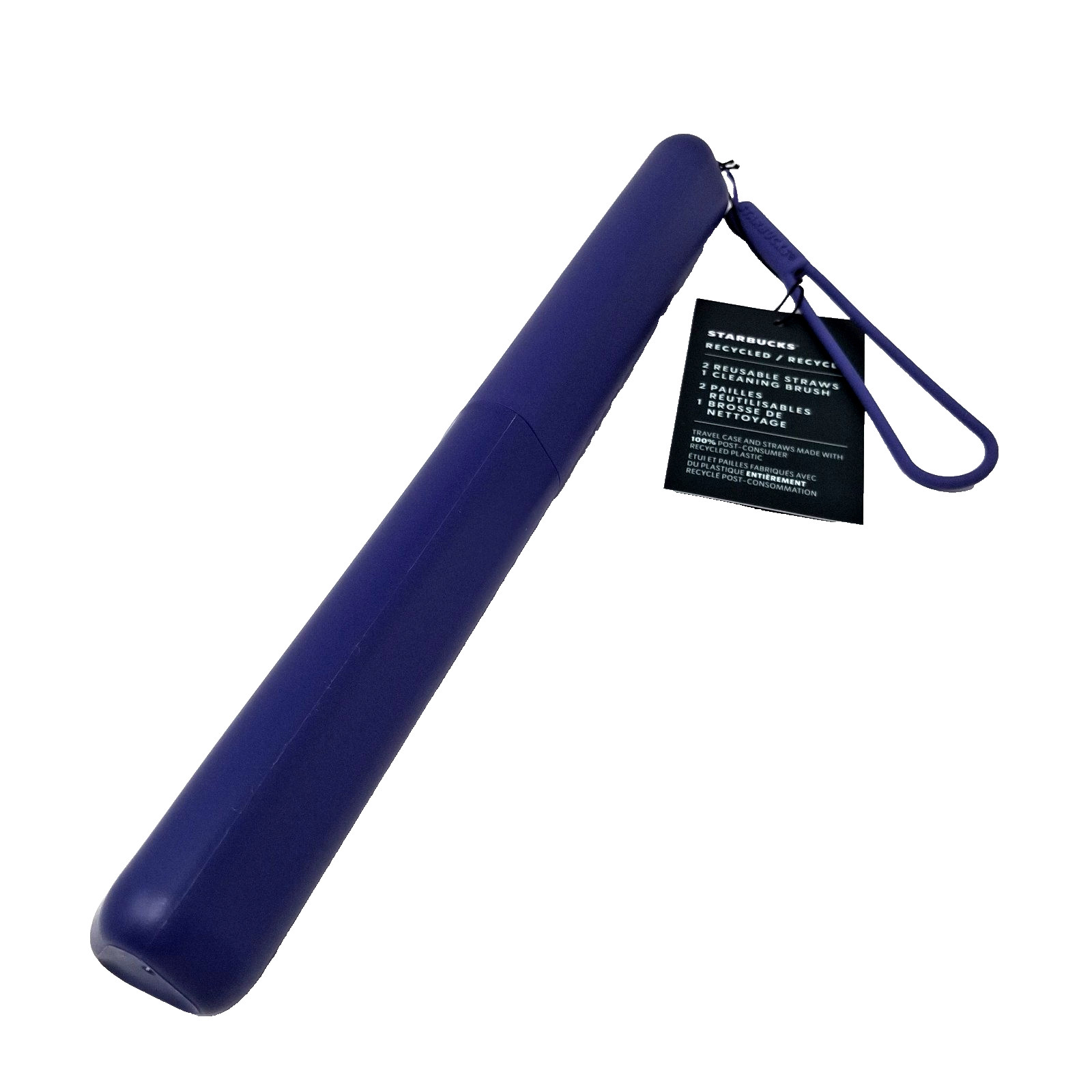 Starbucks Recycled 2 Reusable Straws + 1 Cleaning Brush w/Purple Triangle Case