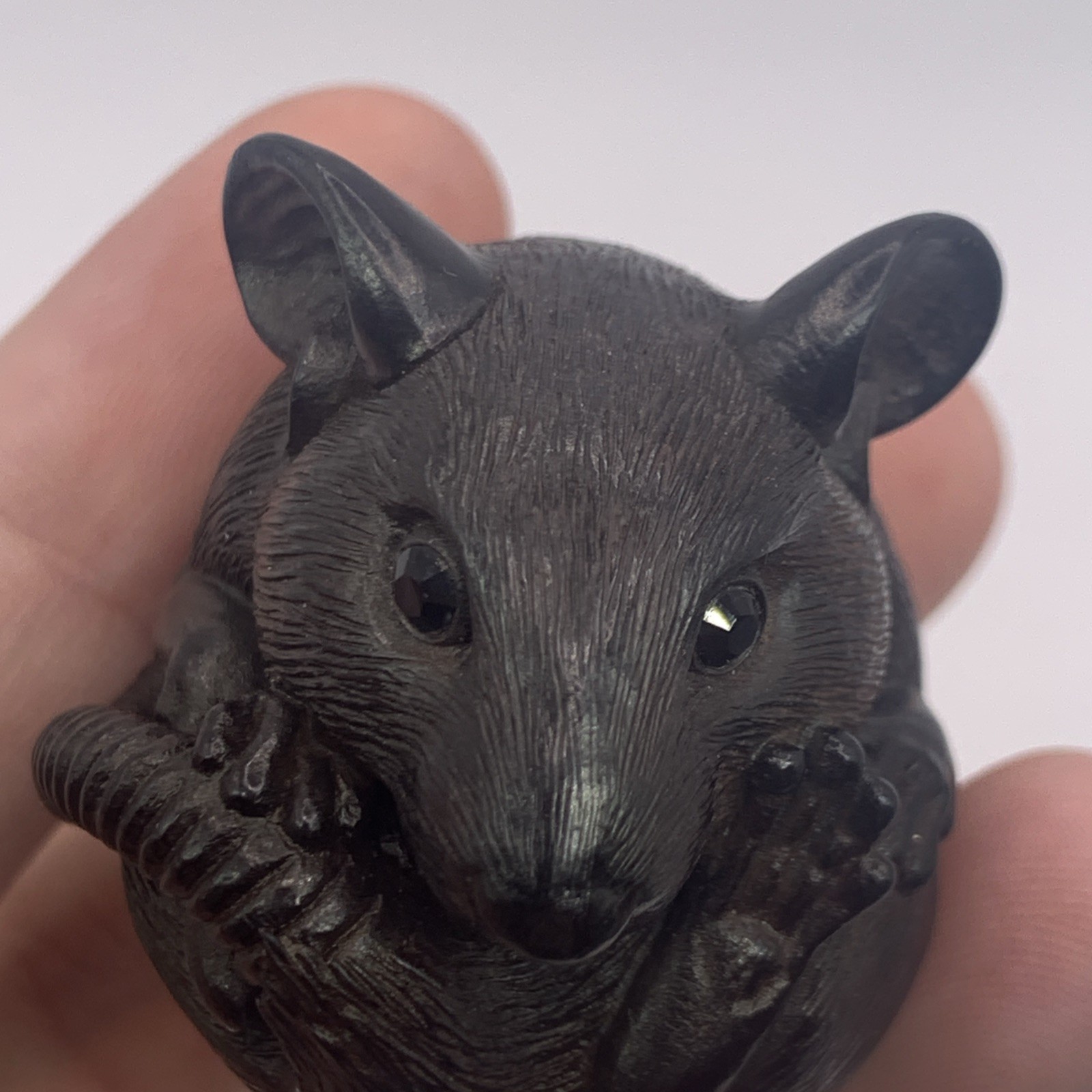 Adam Binder Netsuke Series Rat Ebony Crystal Eyes Figurine Harmony Kingdom