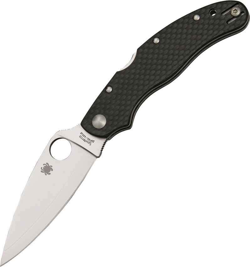 Spyderco C144CFPE Caly 35 Lockback Folding Blade Black Carbon Fiber Handle Knife