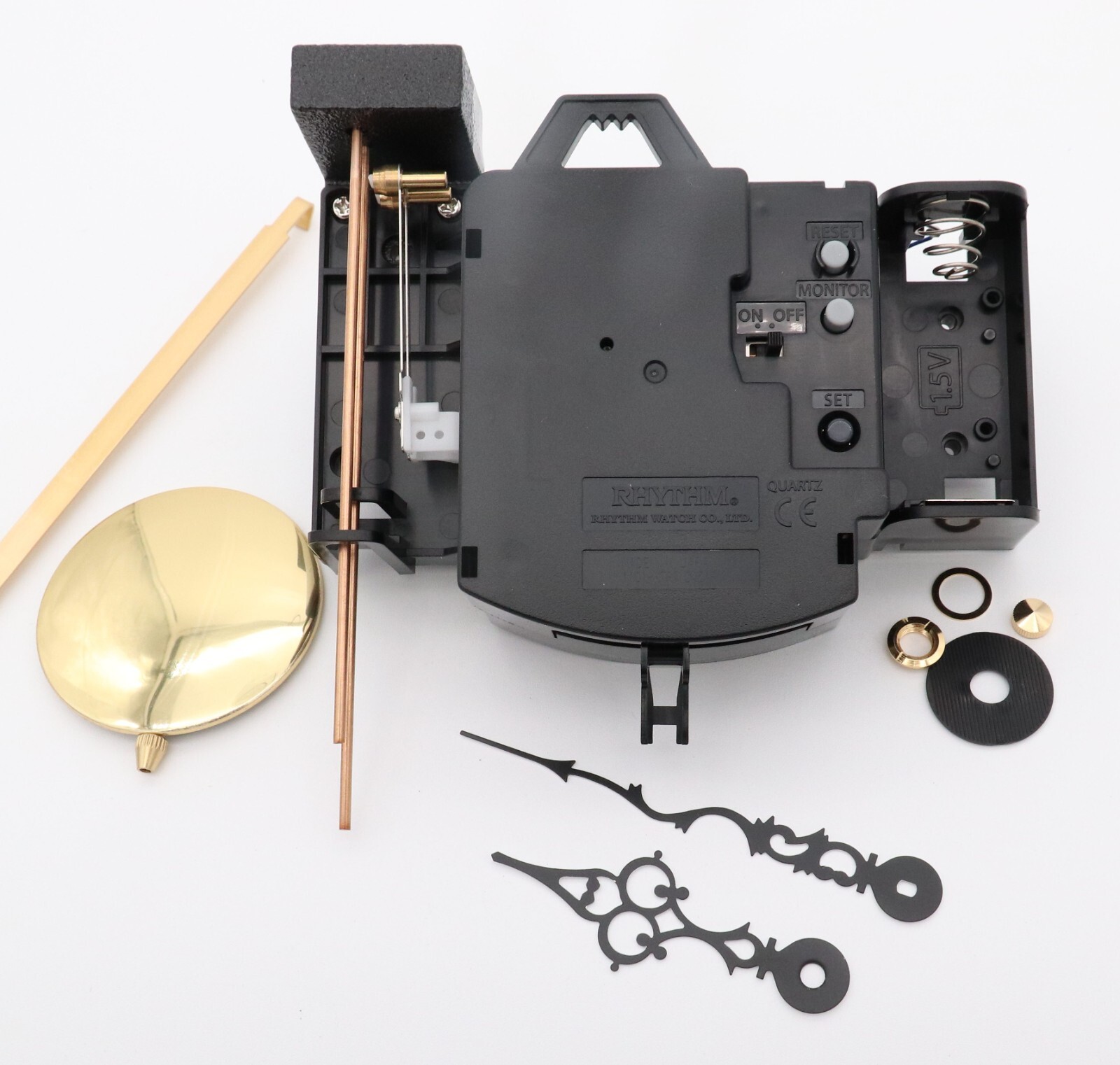 QUARTZ BIM BAM STRIKE PENDULUM CLOCK MOVEMENT KIT WITH CHIME RODS AND PENDULUM