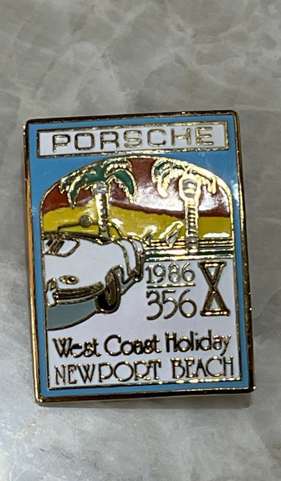 PORSCHE 356 REGISTRY WEST COAST HOLIDAY NEWPORT BEACH CA LAPEL PIN NEW 1986