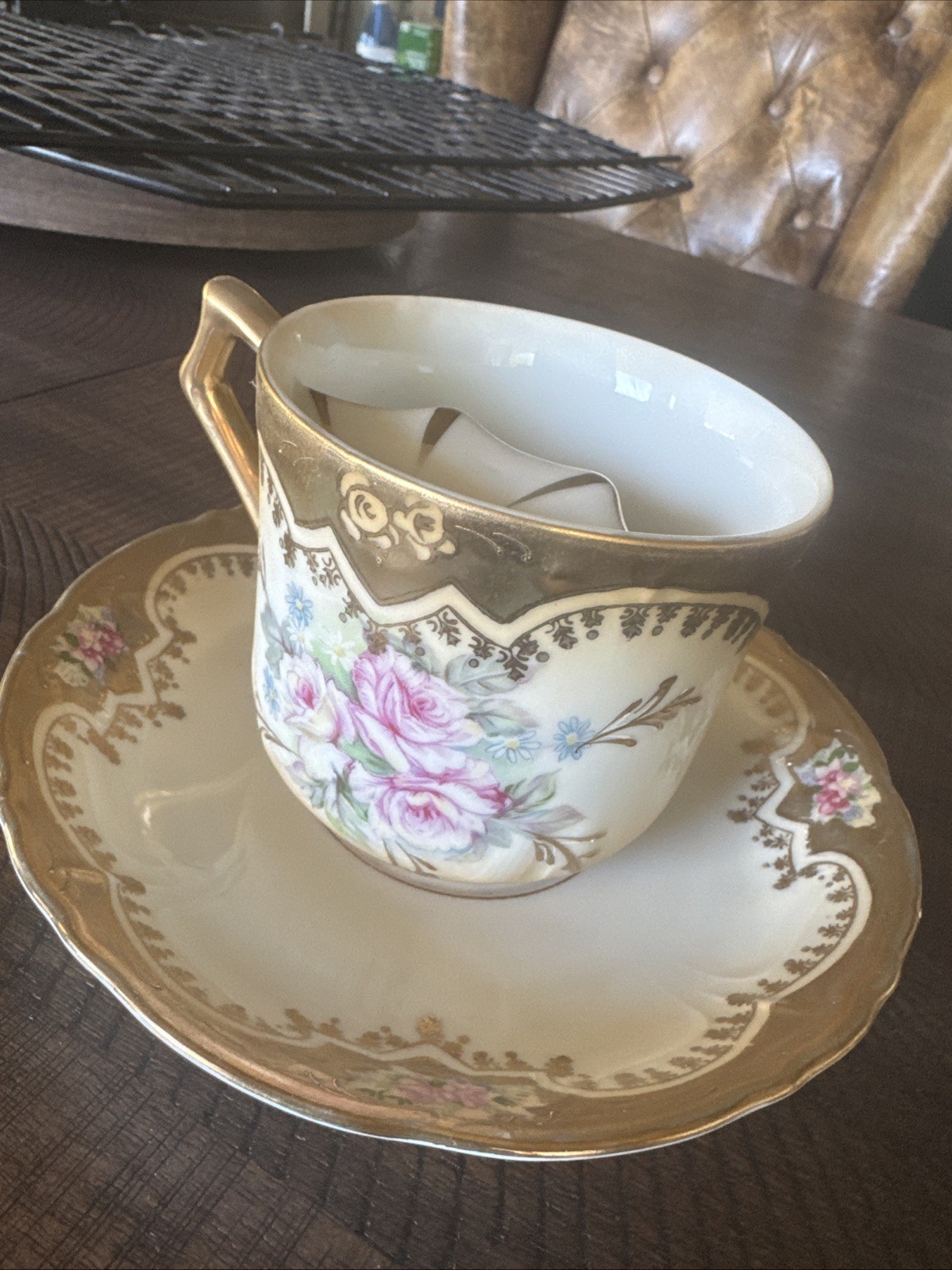 RS Prussian Mustache Tea Cup and Saucer – Art Nouveau – 1890-1910