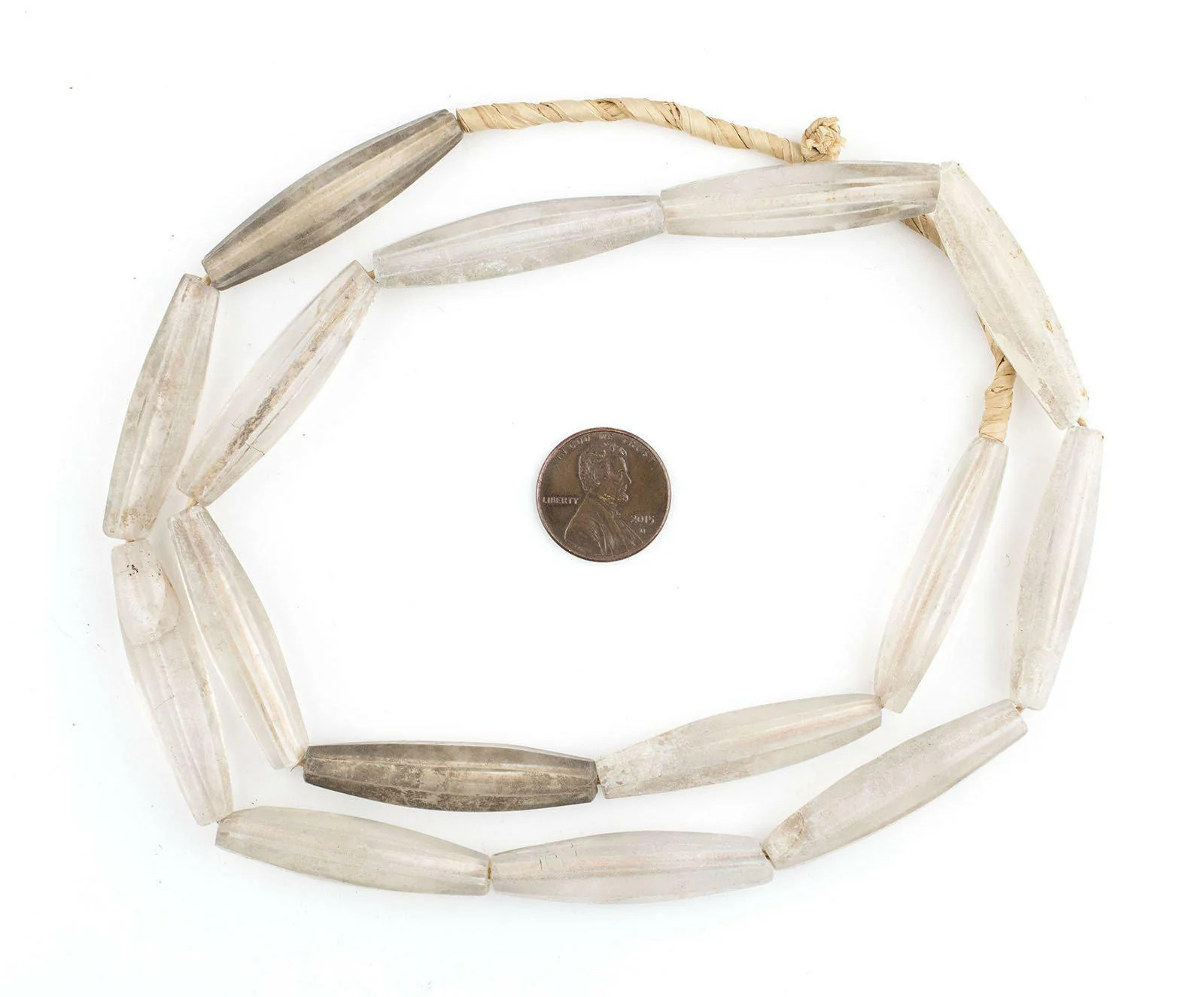 Clear Translucent Vintage Bohemian Fulani Glass Beads 40x9mm Nigeria African