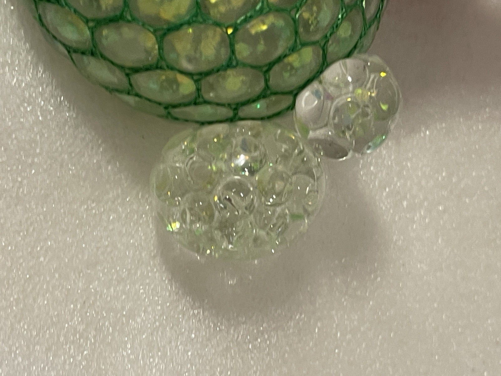 Mesh Squeeze Ball Stress Toy Green Glitter Gel Squishy Ages 6+