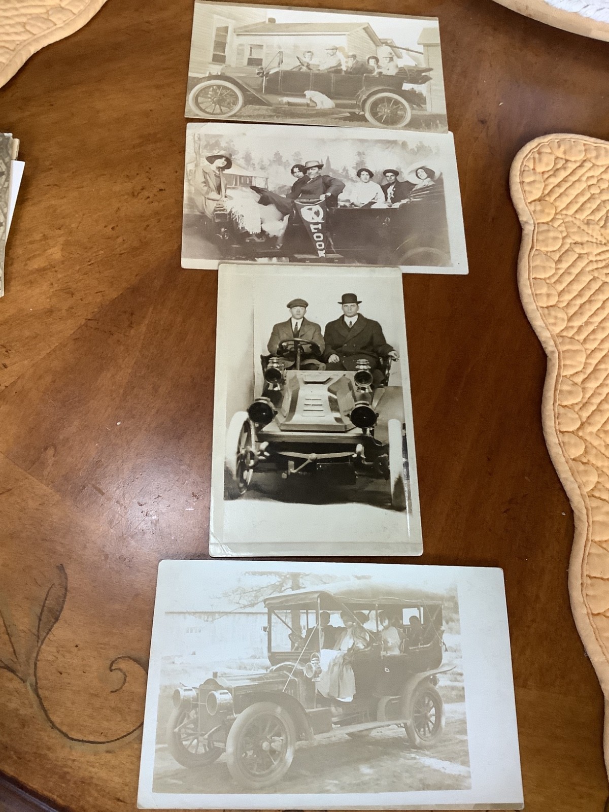 RPPC Early 4 Postcards Real photo Antique Automobiles