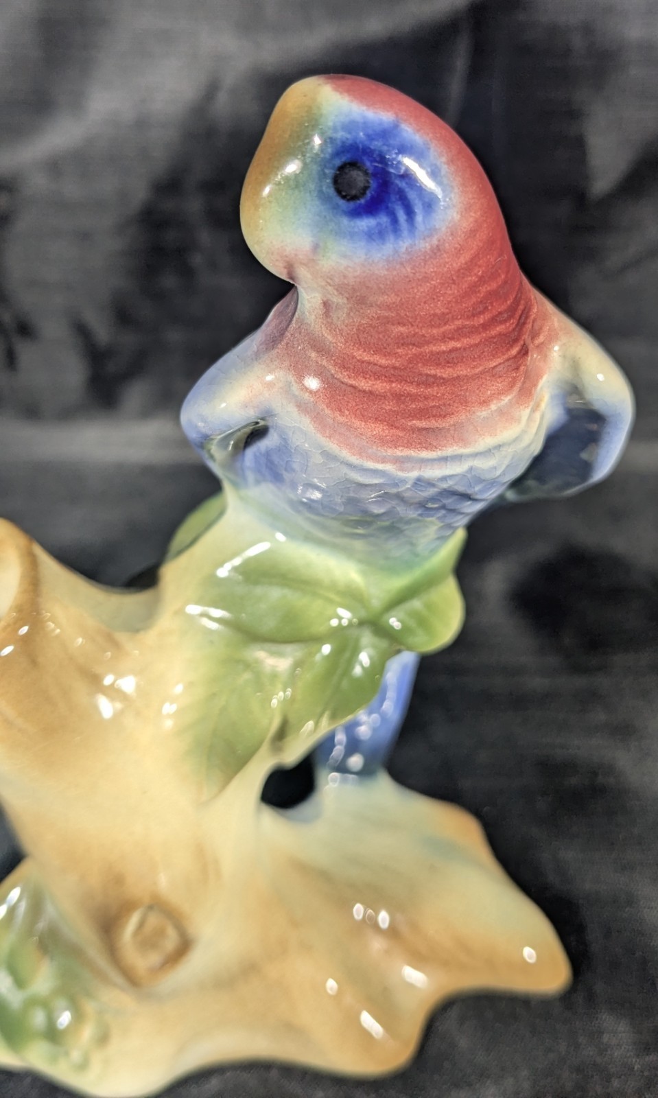 Royal Copley Parrot Bird Bud Vase. 1940s-50s Vibrant Colors.