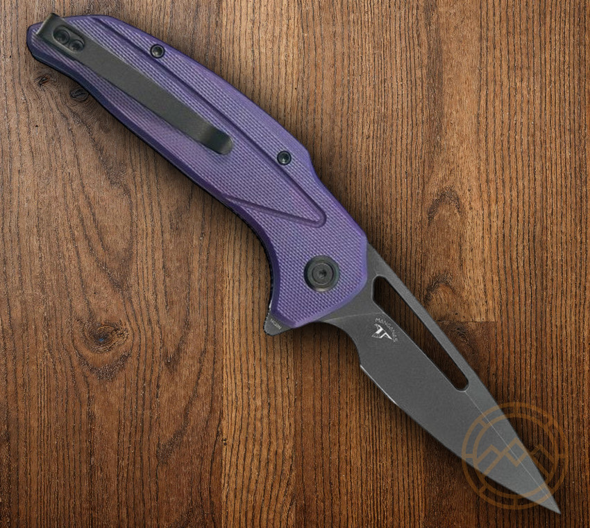 Kubey Nautilus Folding Knife 3.5″ 14C28N Sandvik Steel Blade Purple G10 Handle