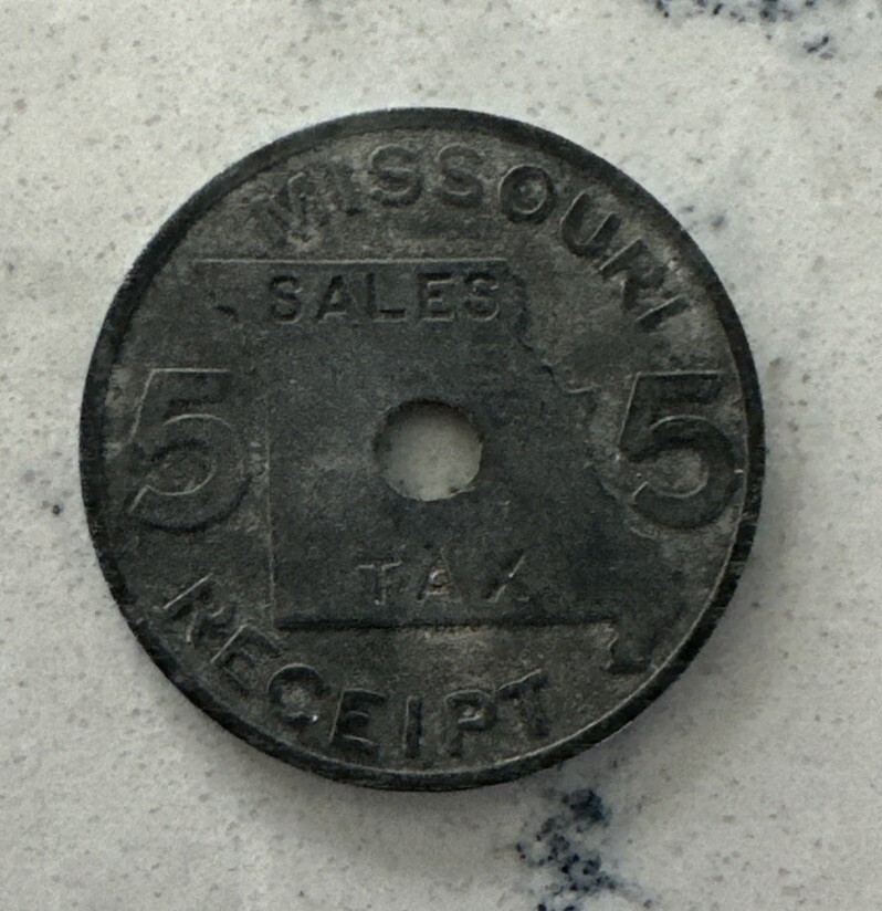 Missouri Sales Tax Receipt 5 Coin Silver Tone – Looks Great!