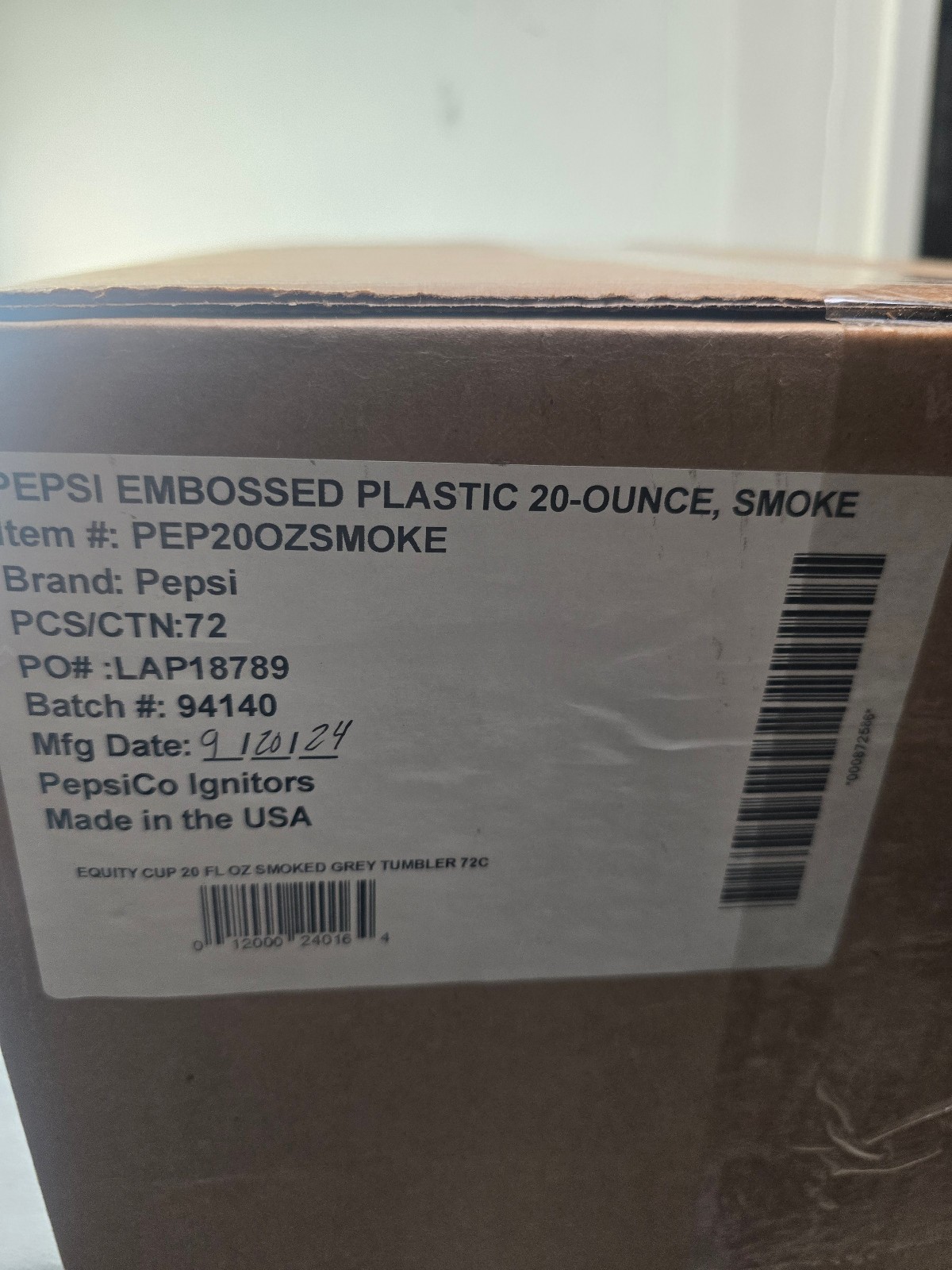 Pepsi Emboss Plastic 20 Ounce Smoke Cups Dishwasher Safe Made in USA ● LOT OF 72