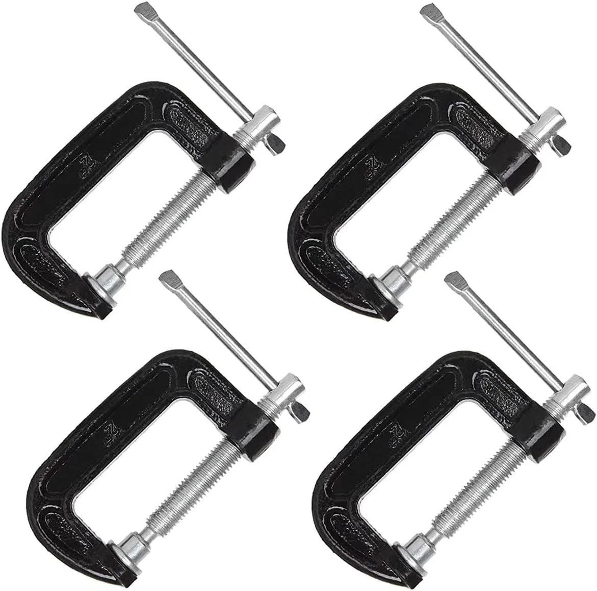 4pcs – 2 Inch C-clamp Set, Heavy Duty Steel C Clamp Industrial Strength C Clamps
