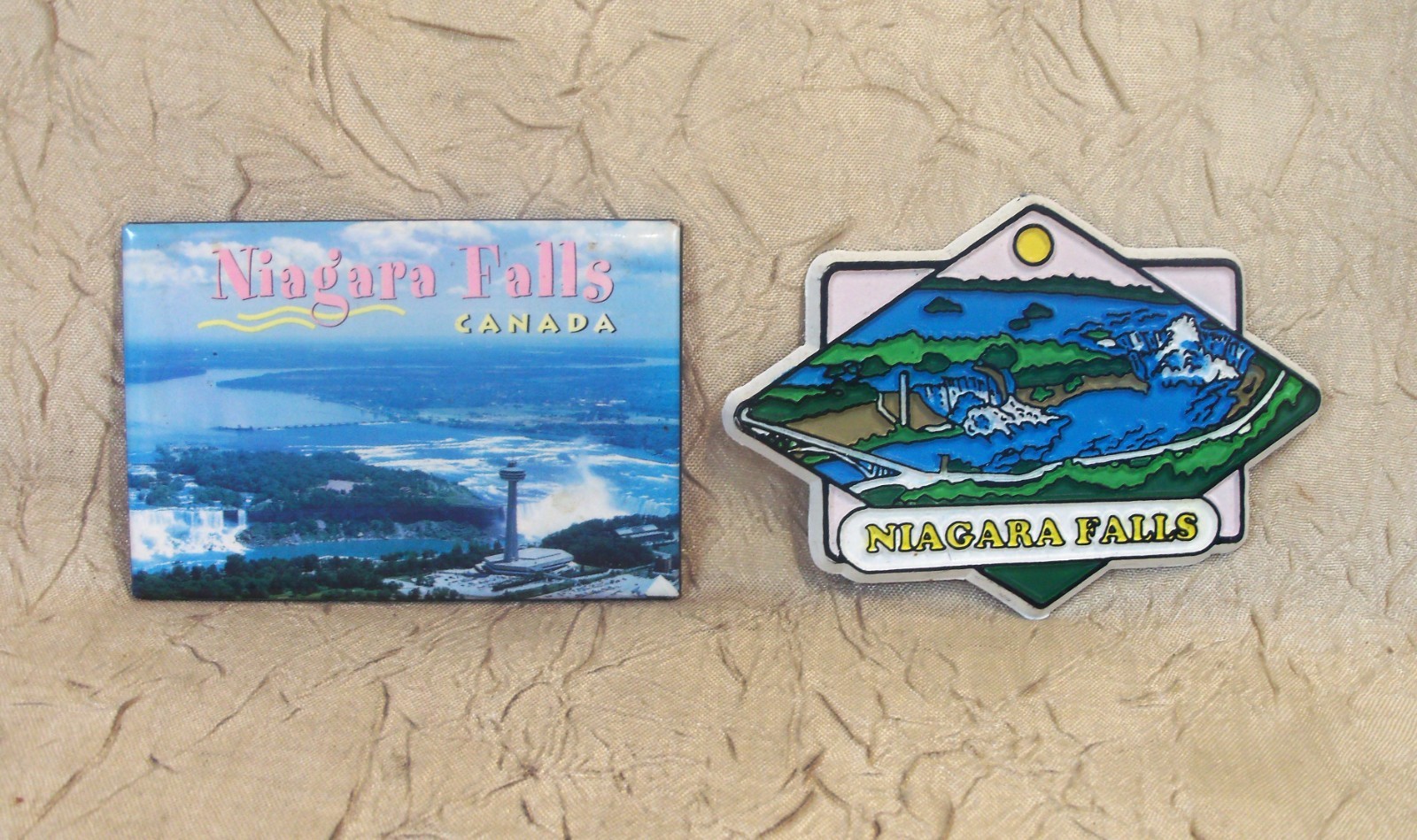 NIAGARA FALLS Two Souvenir Metal & Rubber Magnets Canada