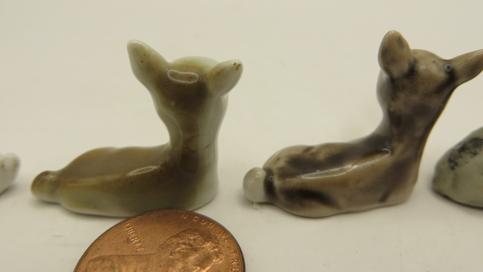 Vintage Trinkets Miniatures Ceramic Figurines Animals, Deer, Turtle Lot of 5