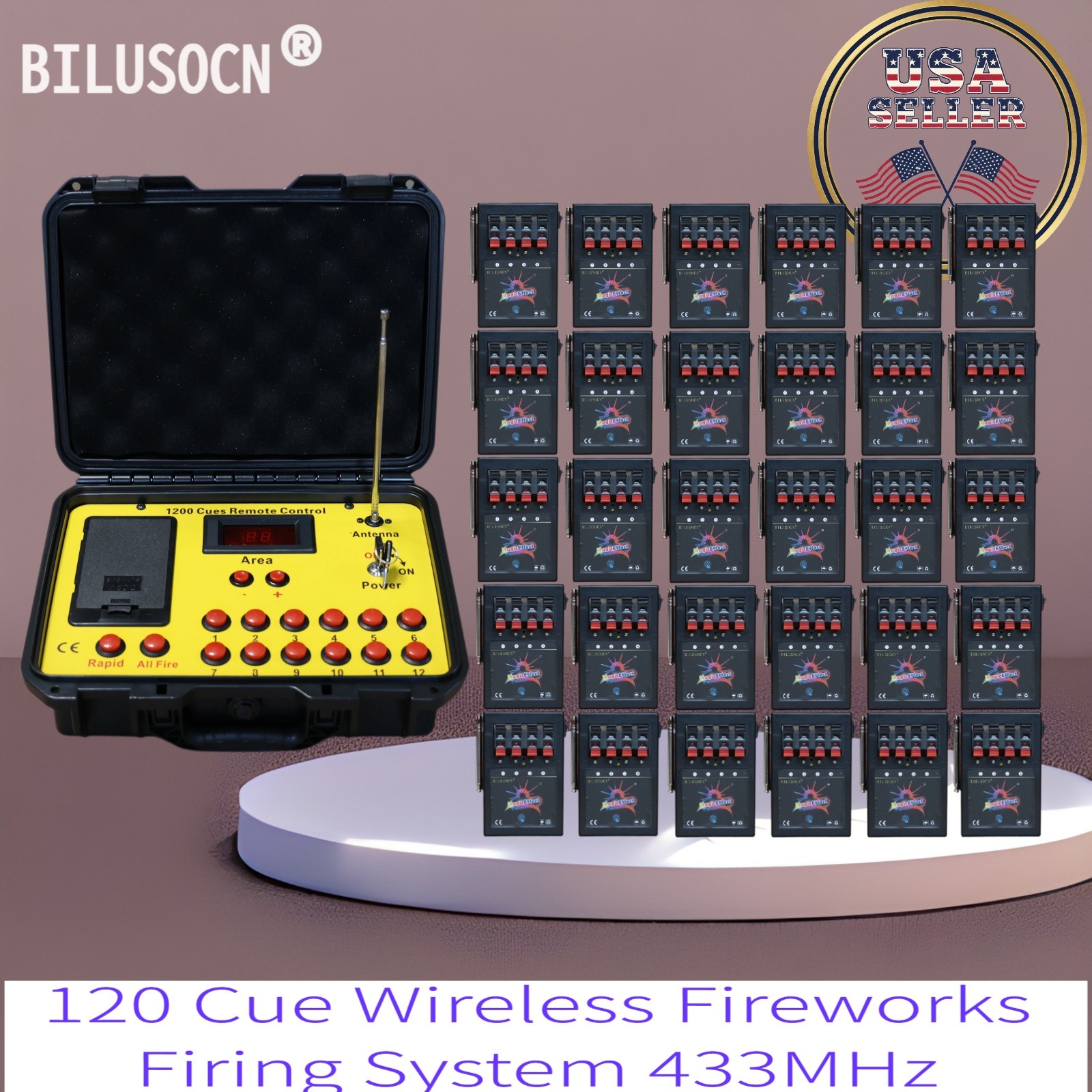 BILUSOCN 120 Cues Fireworks Firing System Wireless Remote Sequential US Seller