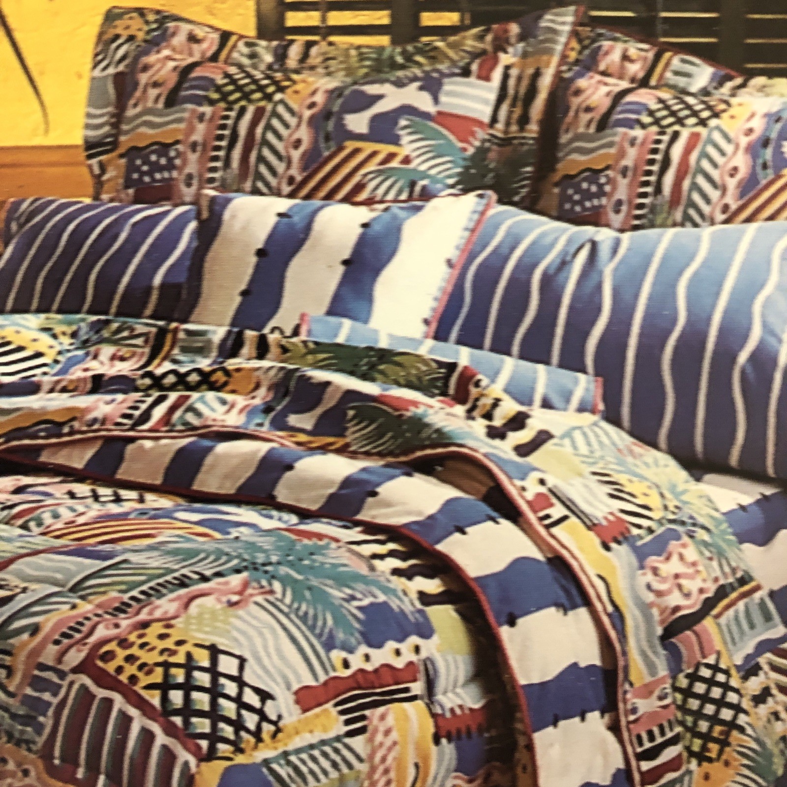 Vintage Collier Campbell Cote D’ Azur Quilted King Pillow Sham Set NEW UTICA