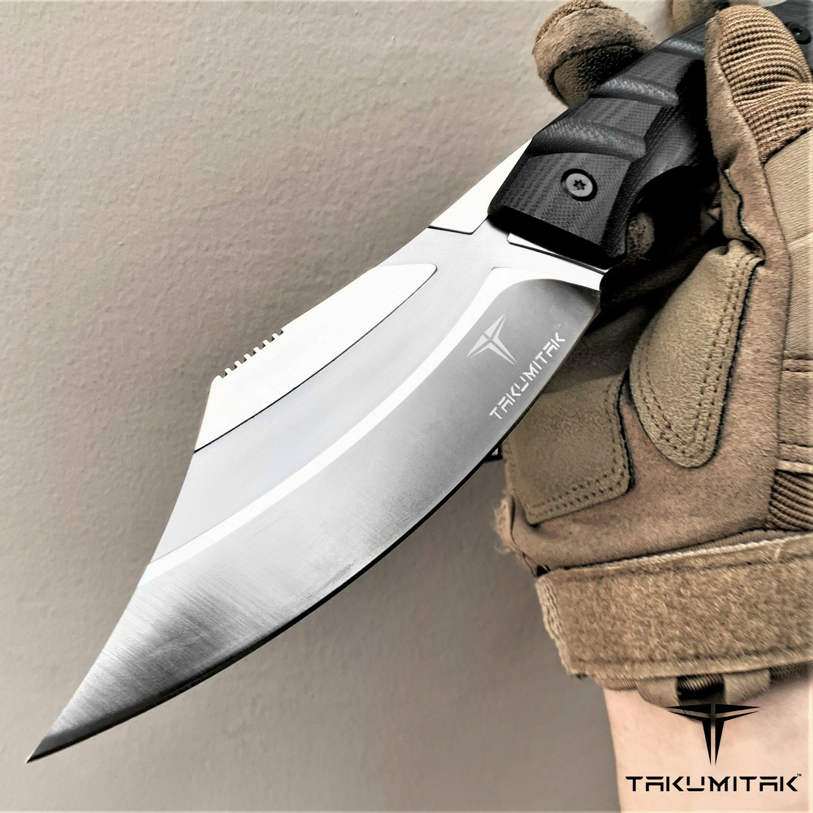 Takumitak 10″ Fixed Blade Knife D2 4.90mm Blade Kydex Sheath G10 Tactical Gear