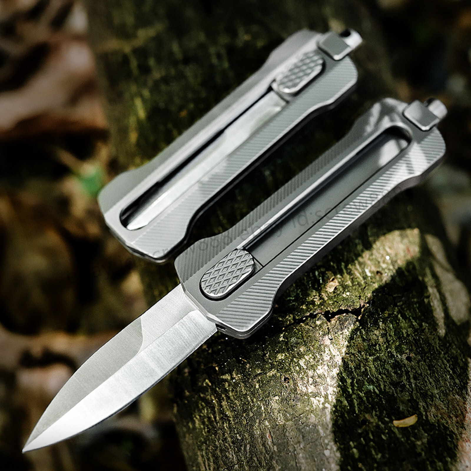 Titanium Slide Lock Manual Open EDC Knife w/ D2 Spear Point Blade&Glass Breaker