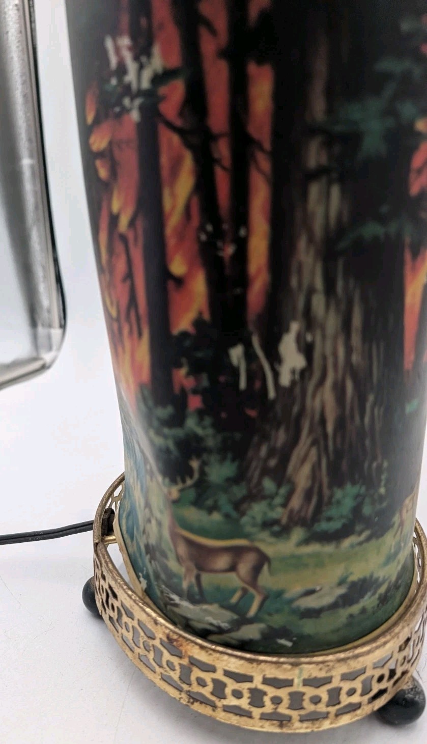 Rare Vintage 761-Oval Econolite Motion Lamp 1955 FOREST FIRE Bear,Buck,Fox READ