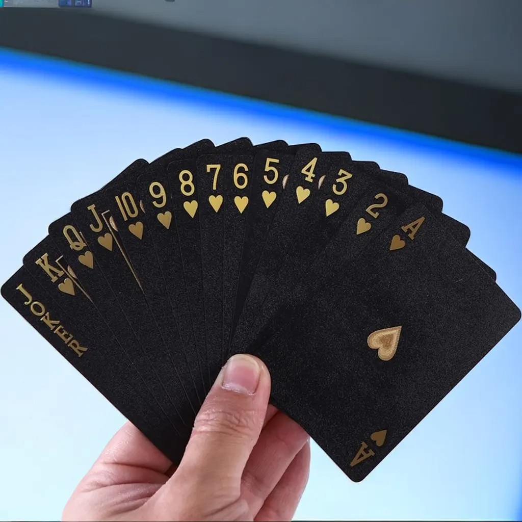Diamond Waterproof Black Golden Cards Plastic Poker Playing HD Deck of Cards