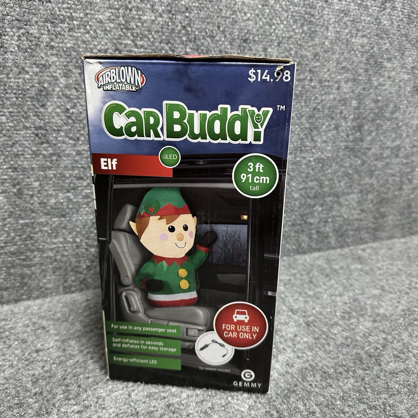 Gemmy Elf Car Buddy Airblown Inflatable Energy Efficient LED Christmas 3ft Tall