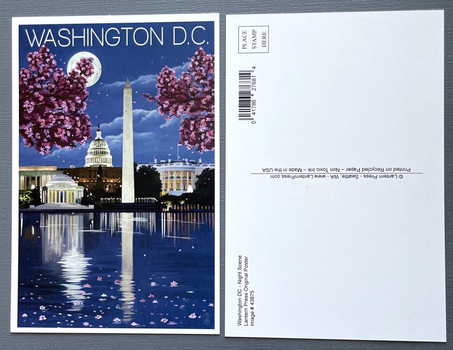 Washington, DC – Night Scene – Lantern Press Postcard