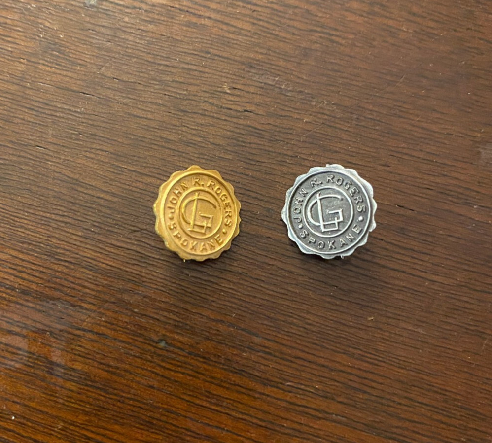 Antique Gold & Silver Lapel Pins 1897-1901 Spokane Governor John Rankin Rogers