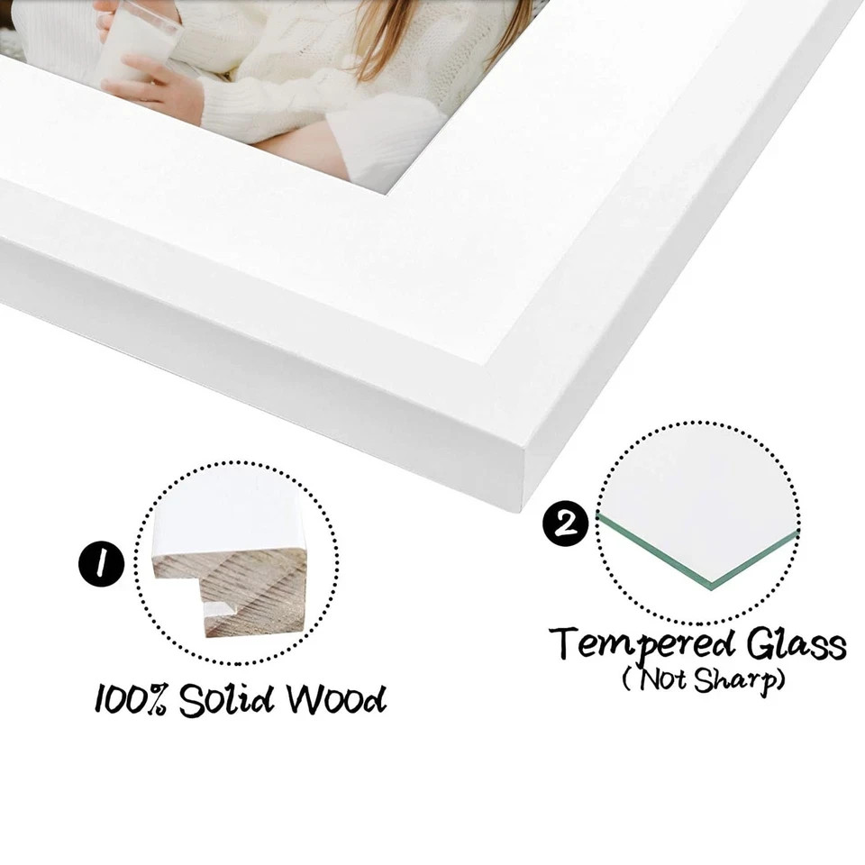 , 12×12 Solid Wood Frames with Tempered Glass, Display 12×12 or 8×8-inch Pict…