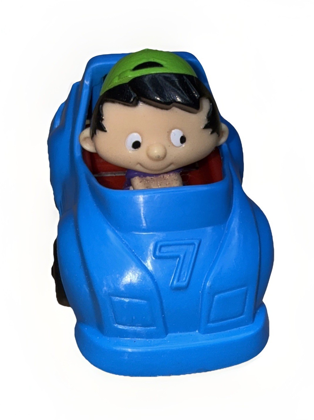 Vtg 1994 Bobby’s World Toy #7 Blue Race Car Figurine Cartoon Series Kid in Cap