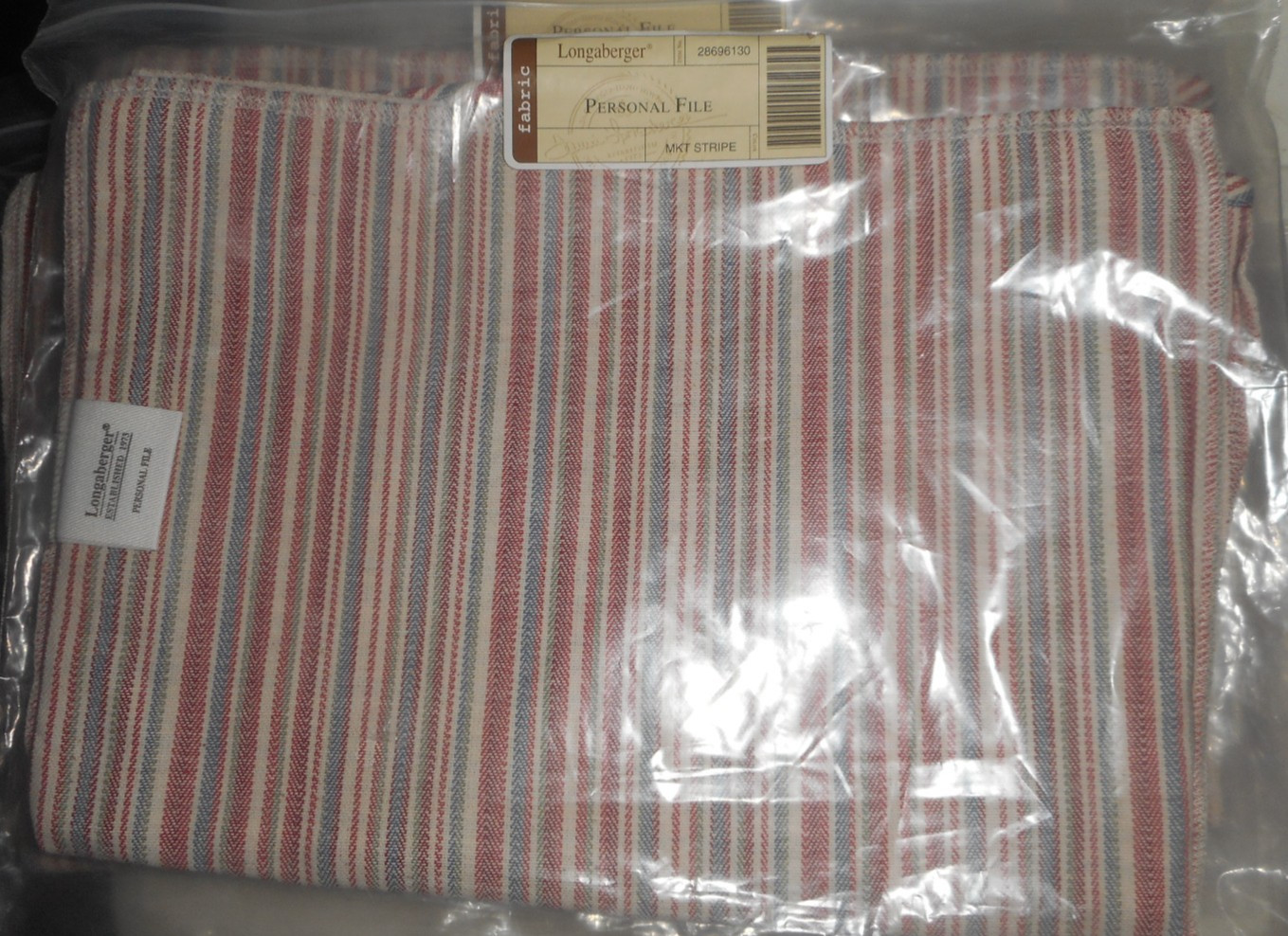 Longaberger Market Stripe Personal File Basket Liner #28696130