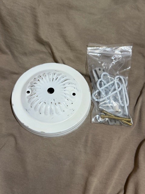 Shabby White Ceiling canopy chain mounting hardware tole lamp chandelier part