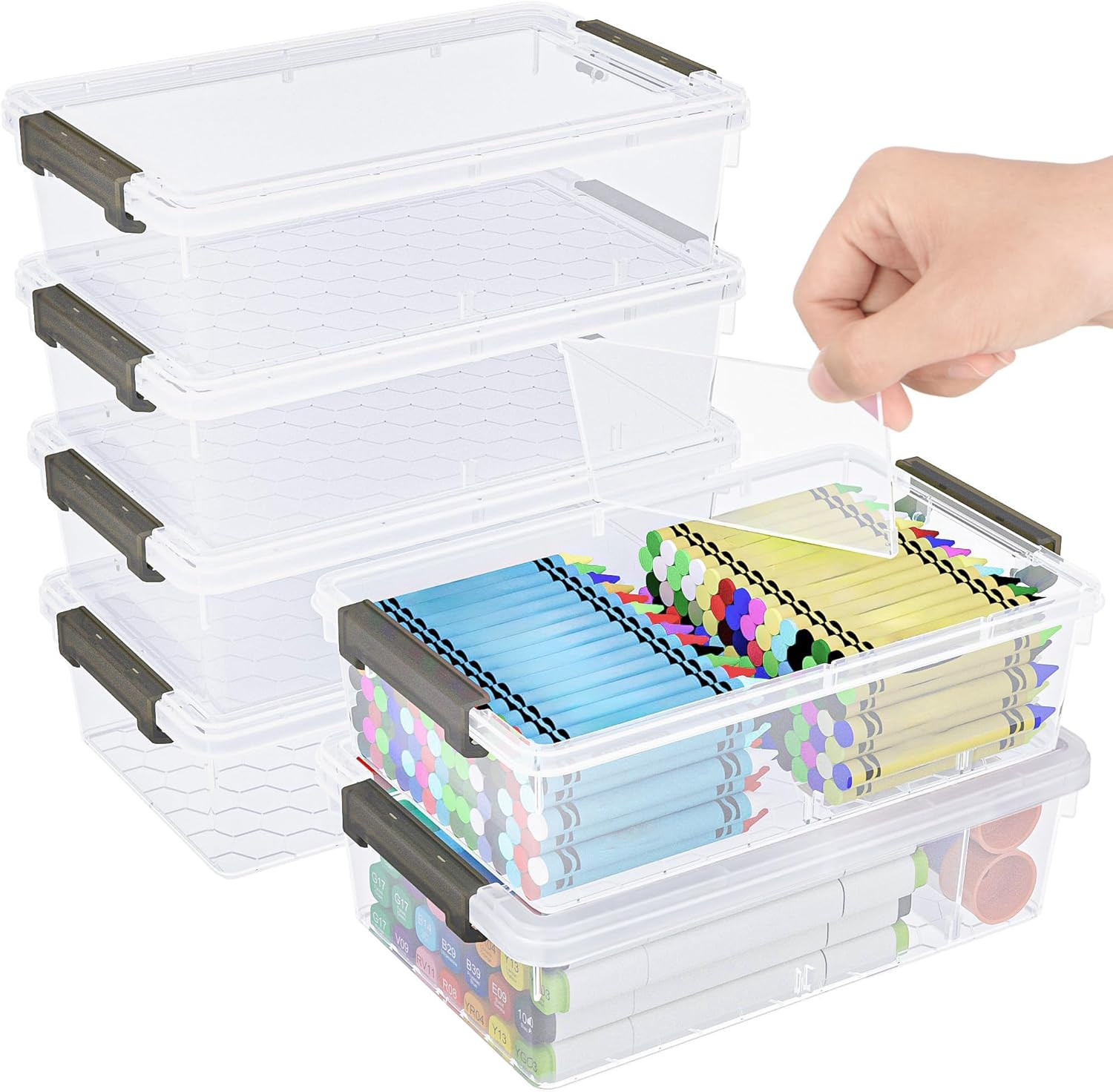 6 Pack Extra Large Pencil Box with Removable Divider, Thickened Pencil Case Bulk