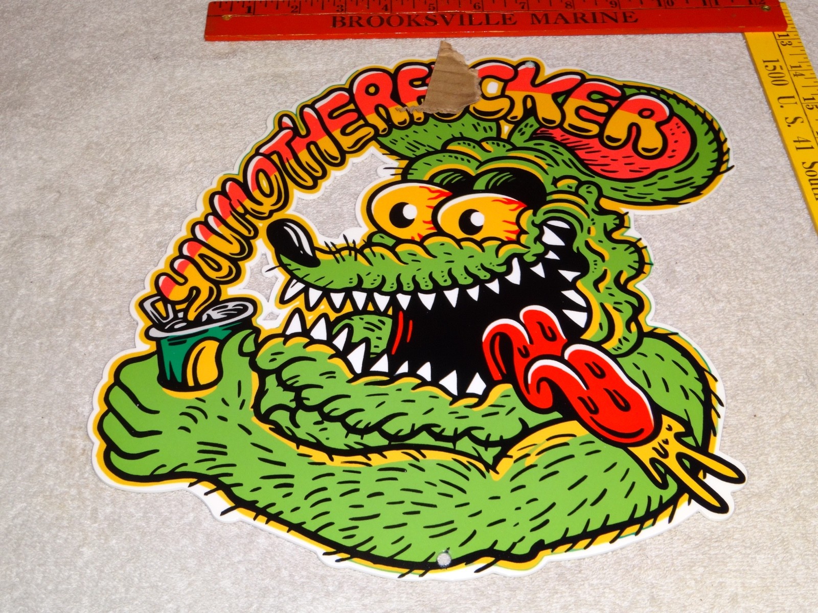 VINTAGE RATFINK DRINKS SODA CAN & YOU MOTHER METAL ED ROTH GAS OIL RAT FINK SIGN