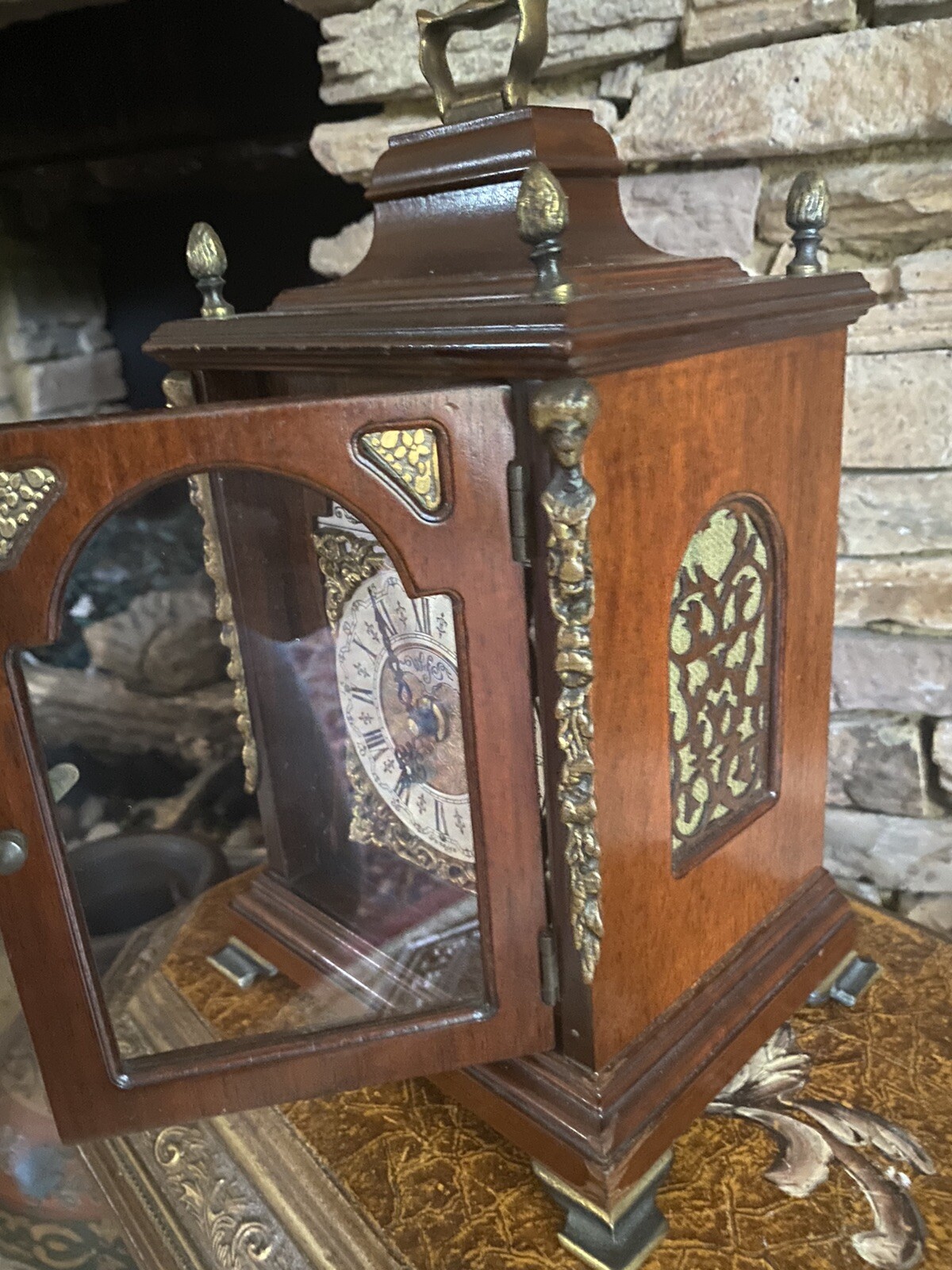 antique electromechanical mantel clock marked W oF S Foriegn