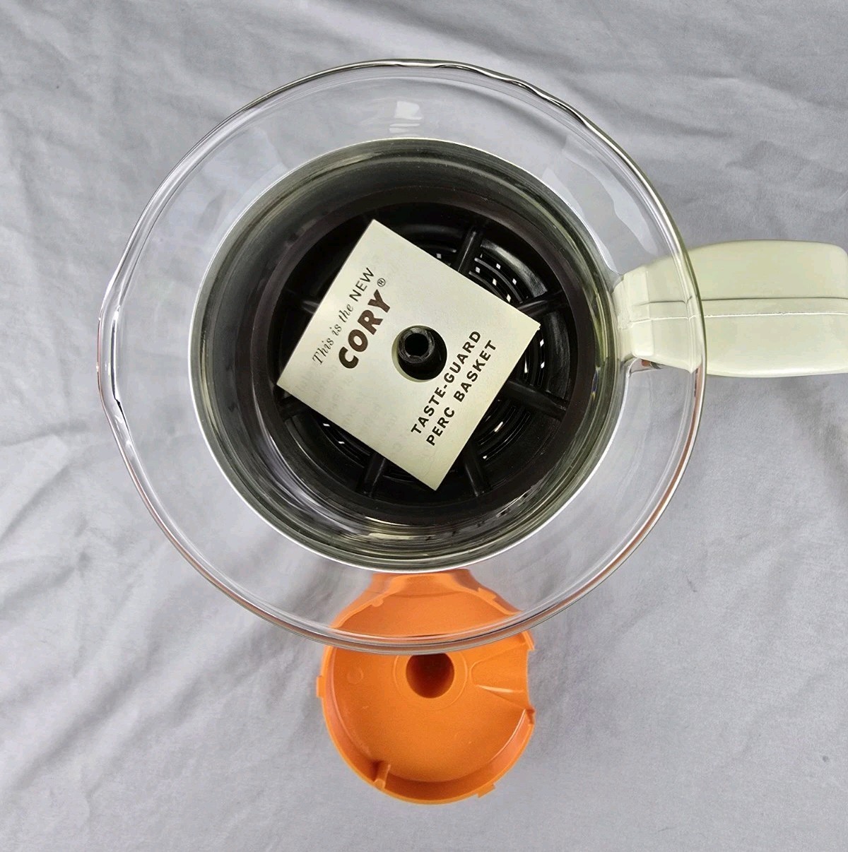 Vintage NOS Cory Stove Top Glass Percolator 4 to 8 Cup Coffee Pot Striped Orange