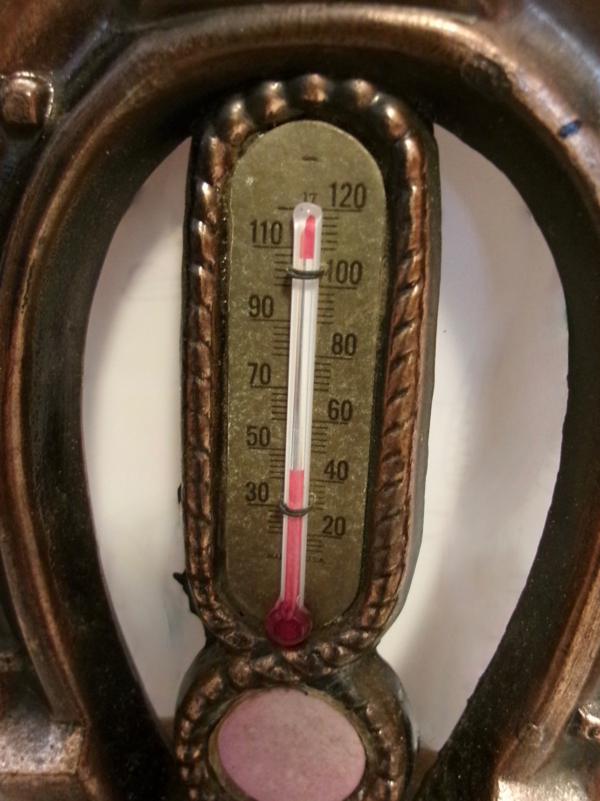Vintage Thermometer Horseshoe Shape Tabletop Non Functional Distressed 6X 4In