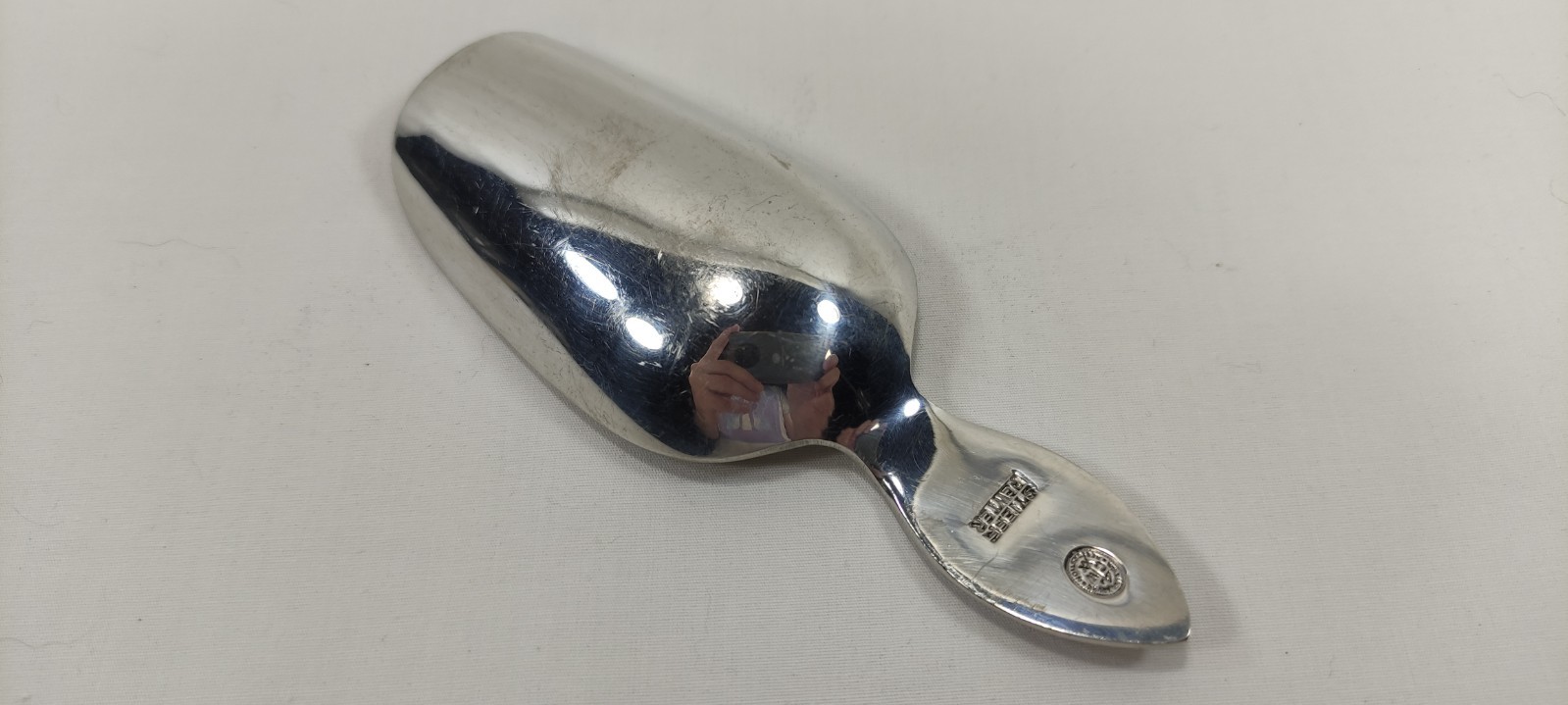 Vintage Colonial Williamsburg Stieff Pewter Tea Caddy Scope Spoon Scoop Pineappl
