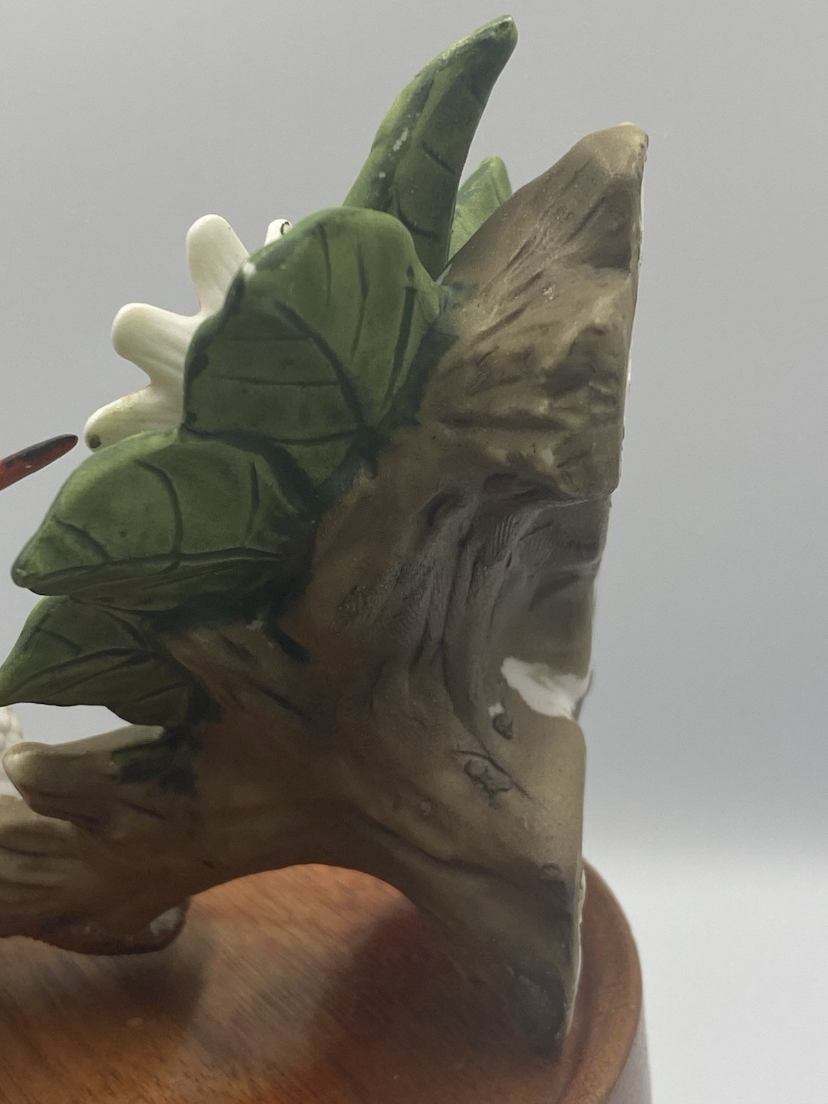 Porcelain Hummingbird In Flight Feeding On Flowers Figurine Nature Bird Watching