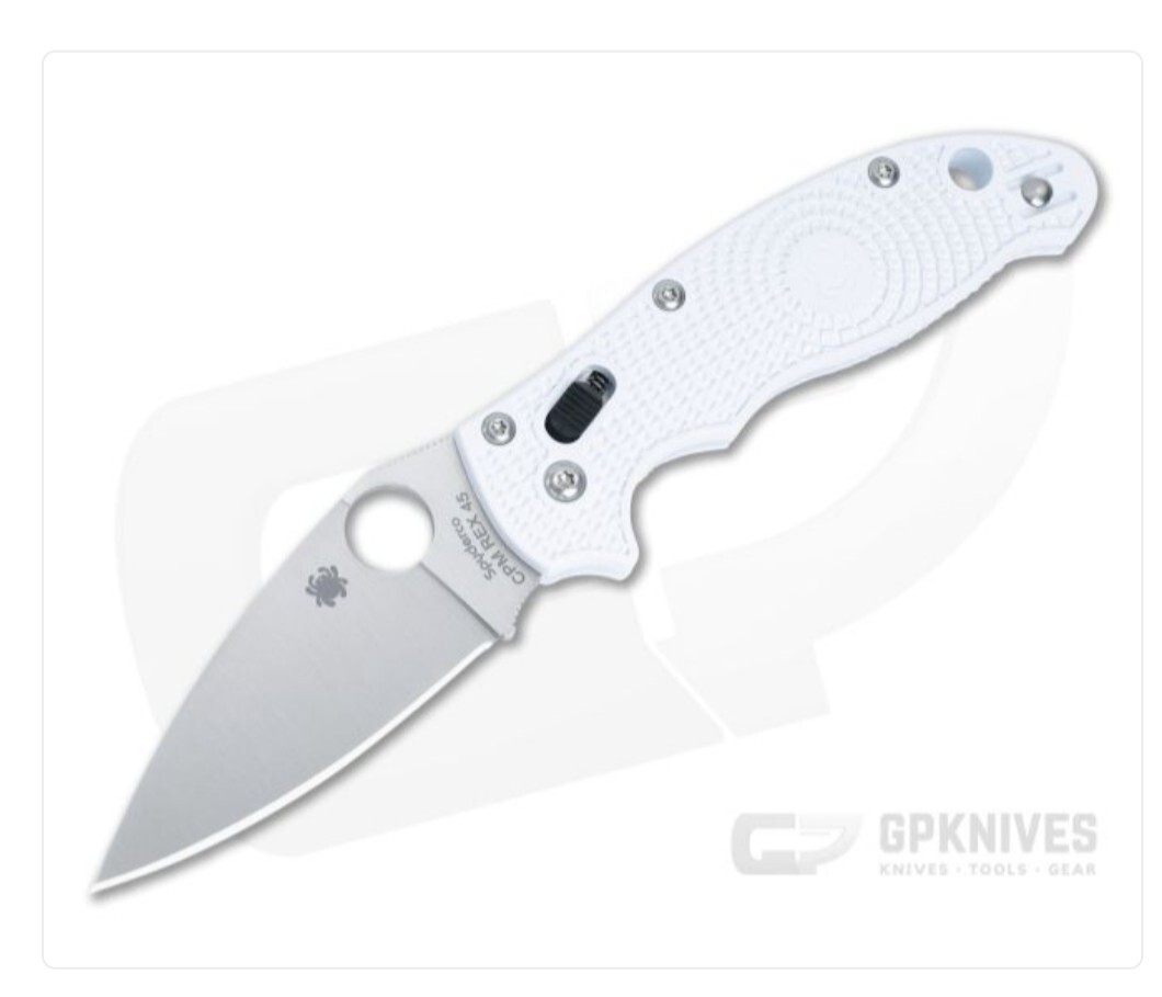 🔥Spyderco GP Knives Exclusive Manix 2 LW – White FRCP – Satin Rex 45–