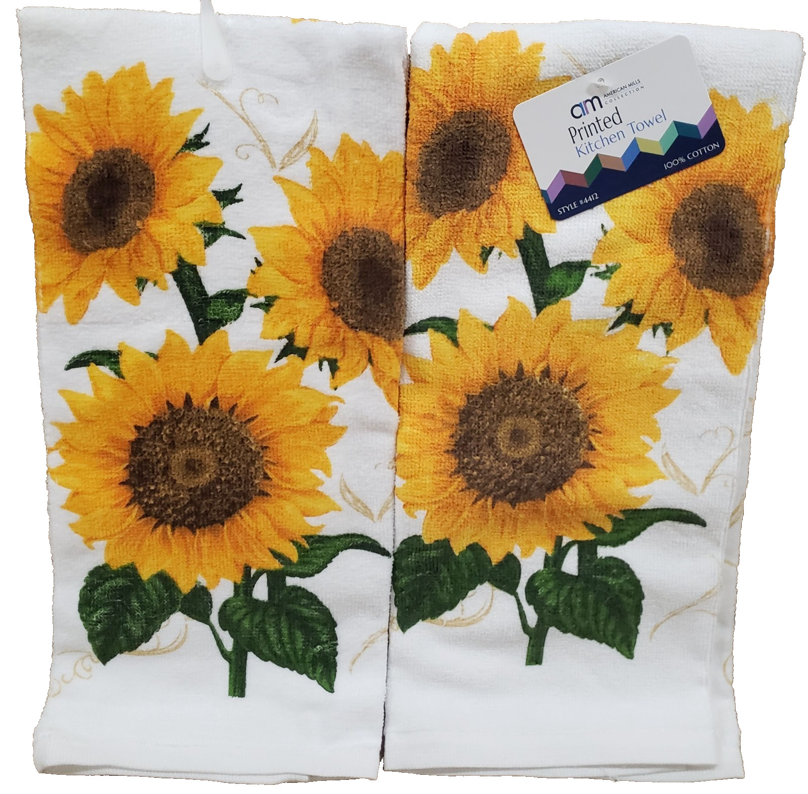 Set of 2 Same Printed Terry Kitchen Towels (16″x26″) 3 SUNFLOWERS # 2 , AM