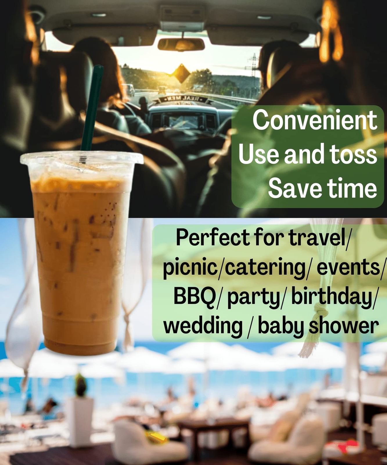20 oz Clear Plastic Cups with Lids and STRAWS, Disposable Drinking Cups for C…