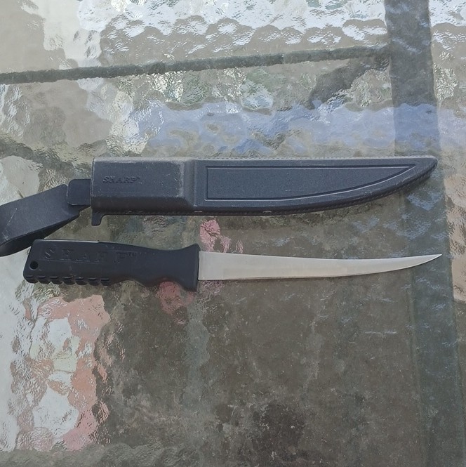 Serrated Outdoor Cooking Knife | G.SAKAI Fixed Blade with Sheath from Japan Used