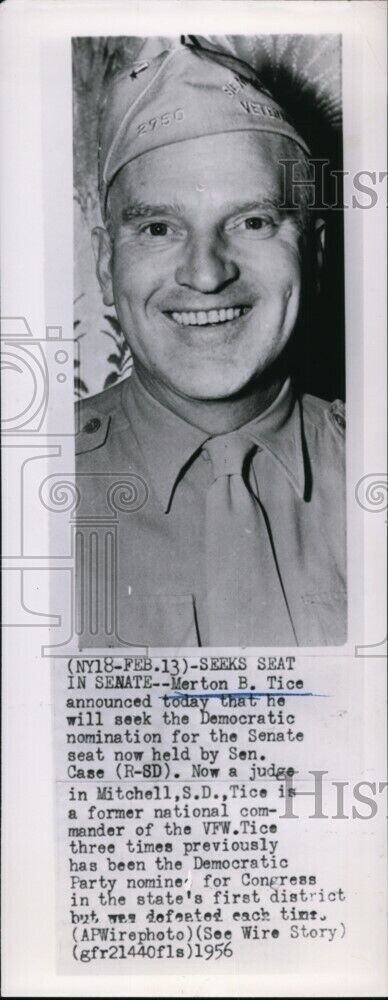 1956 Merton B Tice Will Seek Democratic Nomination Senate 10X4 Wirephoto