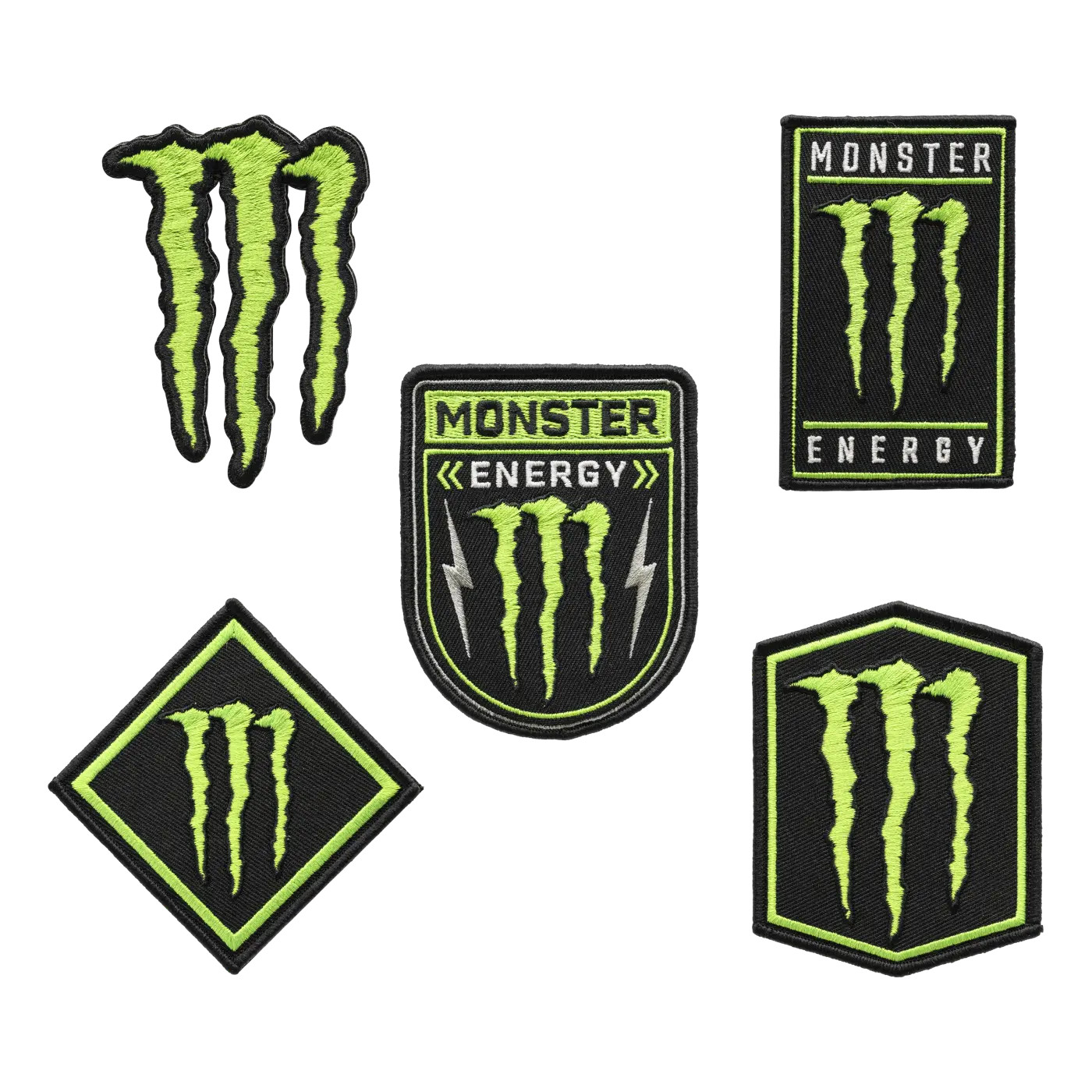 Monster Energy Patch Set – 5Pack Embroidered Iron-On Biker MX Motocross 2025 NEW