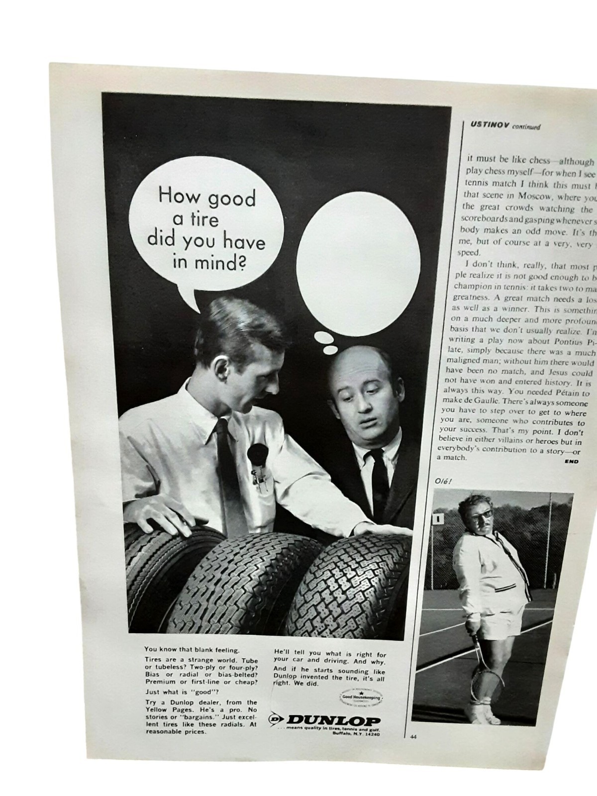 1969 Dunlop Tire Vintage Print Ad Auto Garage Mechanic Shop Photo