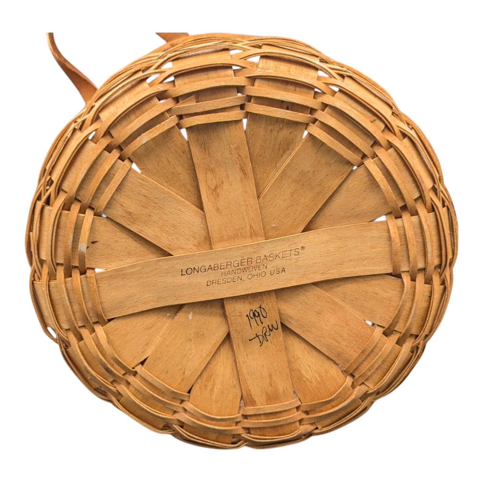 VTG Longaberger Round Handwoven Basket 10″ With Liner Handles 10x10x4