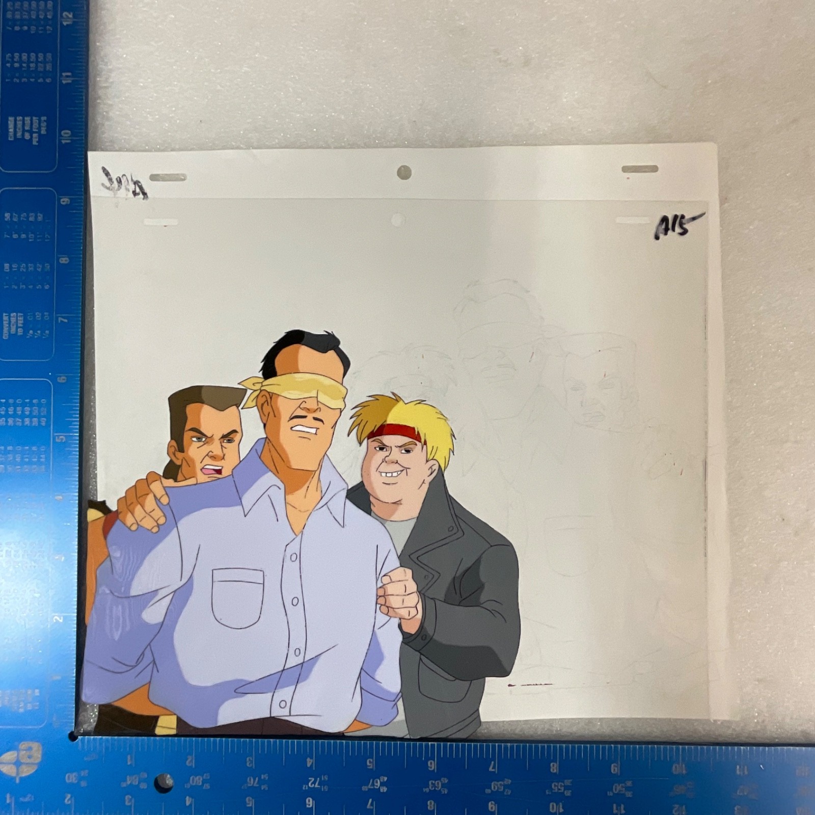 Animated Production Art Cel with Original Pencil Drawing 12 in x 10 in