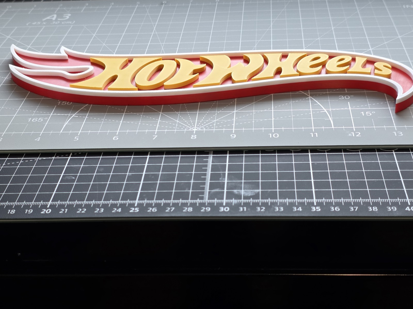 Hot Wheels Flame Logo Custom Sign – 12.5in Free Standing W/ Mounting Key Hole