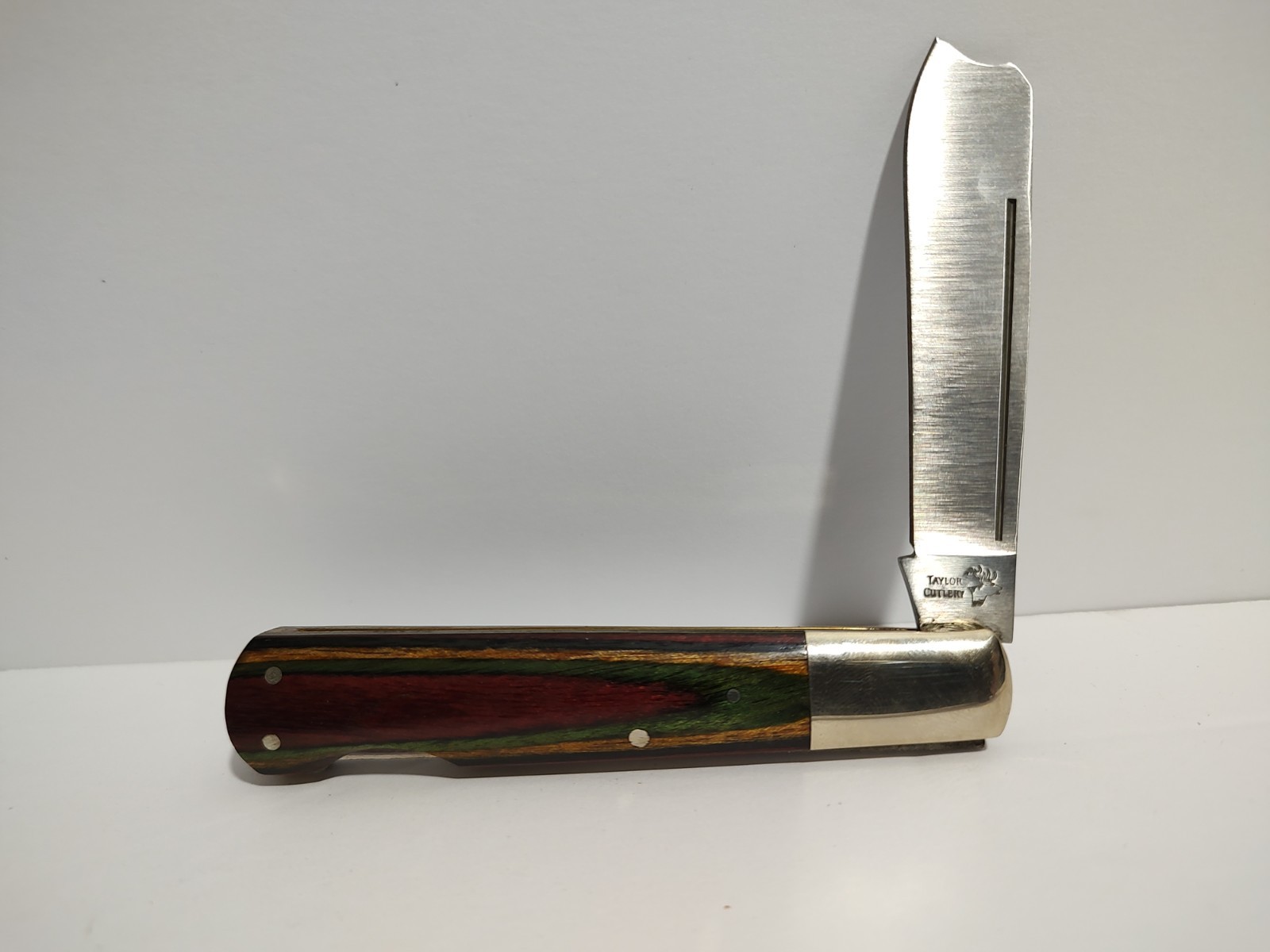 Taylor Cutlery Knife Made In Japan Game Cock Razor Arm Jack Colorful Wood Handle